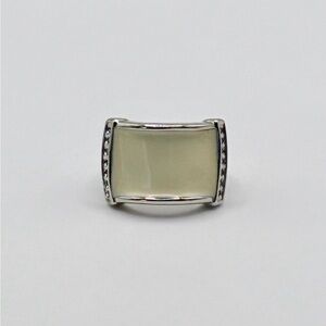 Lia Sophia Silver-Tone White Enamel Statement Ring w/Rhinestone Accents Size 7